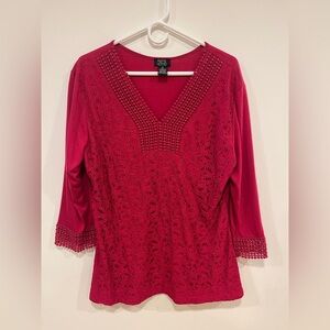 Women's Fuchsia Lace knit top